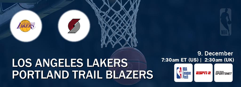 You can watch game live between Los Angeles Lakers and Portland Trail Blazers on NBA League Pass, ESPN2(AU), Spectrum SportsNet(US).