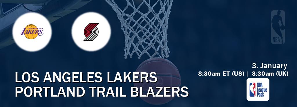 You can watch game live between Los Angeles Lakers and Portland Trail Blazers on NBA League Pass.