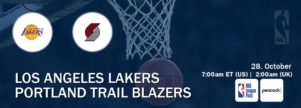 You can watch game live between Los Angeles Lakers and Portland Trail Blazers on NBA League Pass and Peacock(US). You can watch game live between Los Angeles Lakers and Portland Trail Blazers on NBA League Pass and Peacock(US).