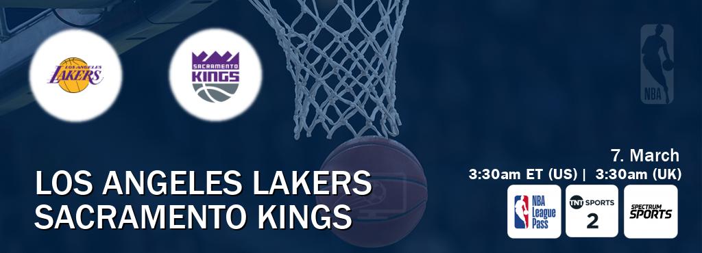 You can watch game live between Los Angeles Lakers and Sacramento Kings on NBA League Pass, TNT Sports 2(UK), Spectrum Sports(US).