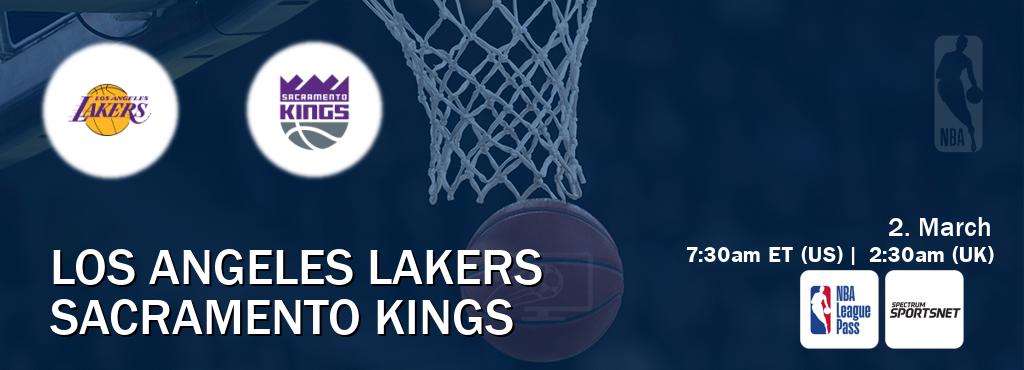 You can watch game live between Los Angeles Lakers and Sacramento Kings on NBA League Pass and Spectrum SportsNet(US).
