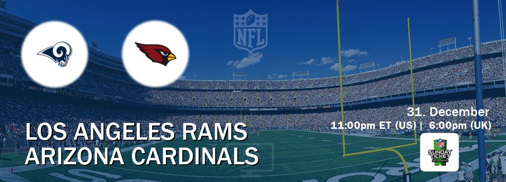 You can watch game live between Los Angeles Rams and Arizona Cardinals on NFL Sunday Ticket(US).