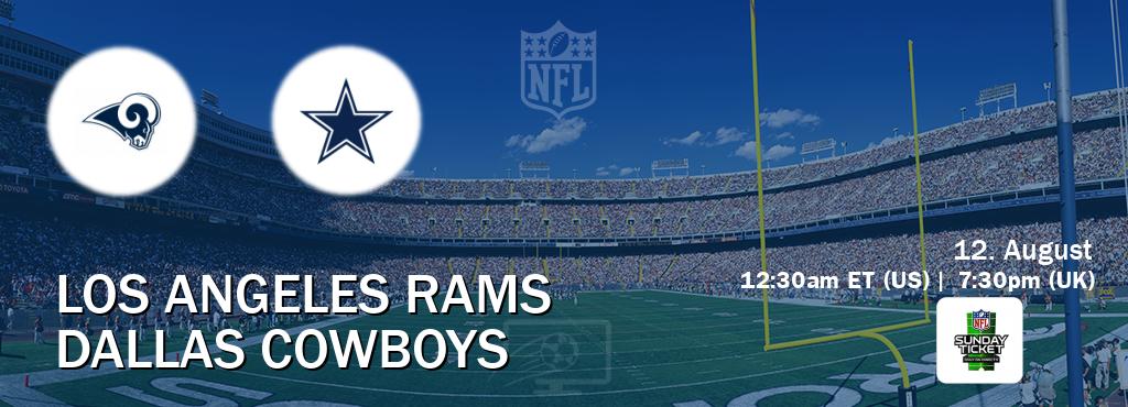 You can watch game live between Los Angeles Rams and Dallas Cowboys on NFL Sunday Ticket(US).