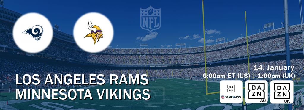 You can watch game live between Los Angeles Rams and Minnesota Vikings on DAZN NFL Game Pass, DAZN(AU), DAZN UK(UK).