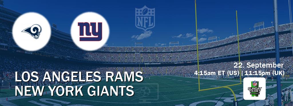 You can watch game live between Los Angeles Rams and New York Giants on NFL Sunday Ticket(US).