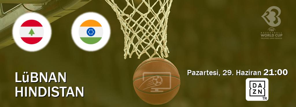 Karşılaşma Lübnan - Hindistan DAZN'den canlı yayınlanacak (Pazartesi, 29. Haziran  21:00).