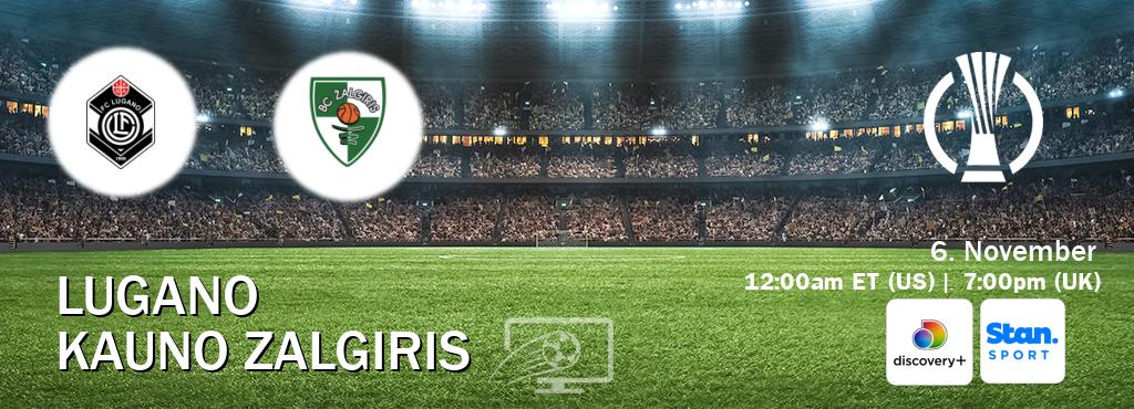 You can watch game live between Lugano and Kauno Zalgiris on Discovery +(UK) and Stan Sport(AU). You can watch game live between Lugano and Kauno Zalgiris on Discovery +(UK) and Stan Sport(AU).
