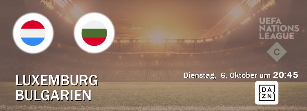Das Spiel zwischen Luxemburg und Bulgarien wird am Dienstag, 6. Oktober um 20:45, live vom DAZN übertragen. Das Spiel zwischen Luxemburg und Bulgarien wird am Dienstag, 6. Oktober um 20:45, live vom DAZN übertragen.
