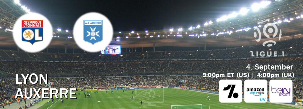 You can watch game live between Lyon and Auxerre on OneFootball, Amazon Prime Video UK(UK), beIN SPORTS USA(US). You can watch game live between Lyon and Auxerre on OneFootball, Amazon Prime Video UK(UK), beIN SPORTS USA(US).