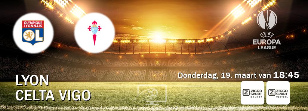Wedstrijd tussen Lyon en Celta Vigo live op tv bij Ziggo Sport 2, Ziggo Sport (donderdag, 19. maart van  18:45).