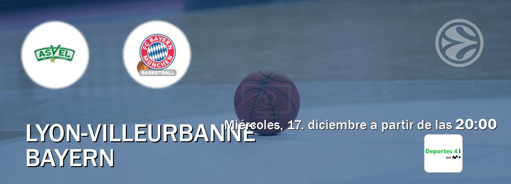 El partido entre Lyon-Villeurbanne y Bayern será retransmitido por Movistar Deportes 4 (miércoles, 17. diciembre a partir de las  20:00).