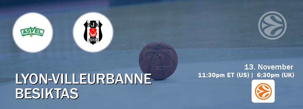 You can watch game live between Lyon-Villeurbanne and Besiktas on EuroLeague TV. You can watch game live between Lyon-Villeurbanne and Besiktas on EuroLeague TV.