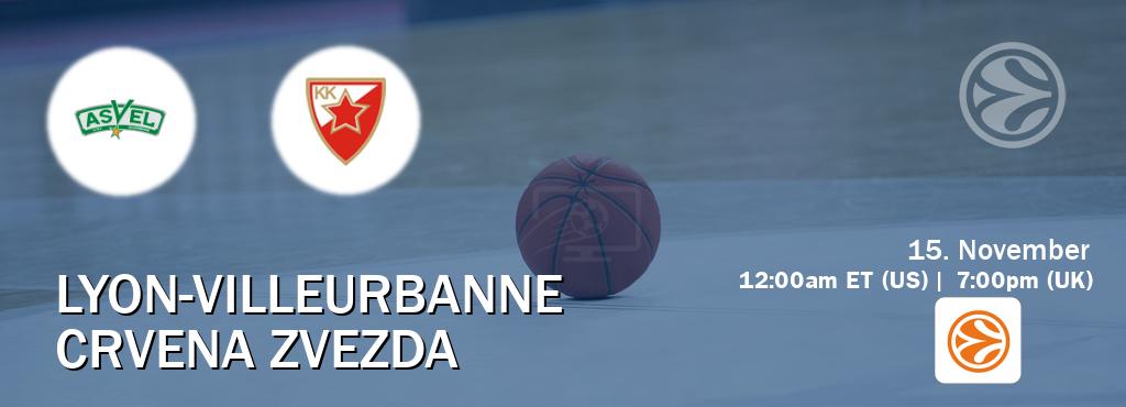 You can watch game live between Lyon-Villeurbanne and Crvena zvezda on EuroLeague TV.