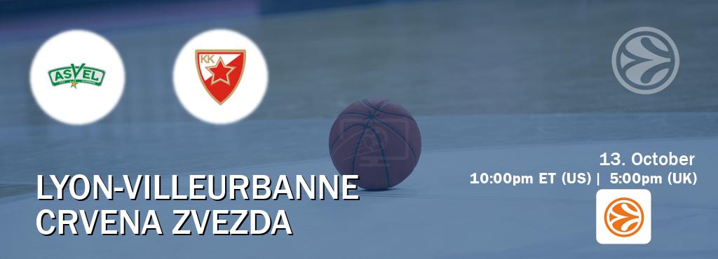 You can watch game live between Lyon-Villeurbanne and Crvena zvezda on EuroLeague TV. You can watch game live between Lyon-Villeurbanne and Crvena zvezda on EuroLeague TV.