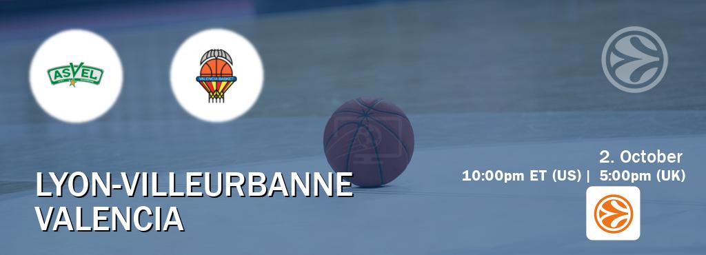 You can watch game live between Lyon-Villeurbanne and Valencia on EuroLeague TV. You can watch game live between Lyon-Villeurbanne and Valencia on EuroLeague TV.