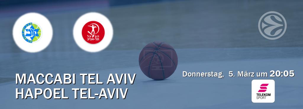 Das Spiel zwischen Maccabi Tel Aviv und Hapoel Tel-Aviv wird am Donnerstag,  5. März um  20:05, live vom Magenta Sport übertragen.
