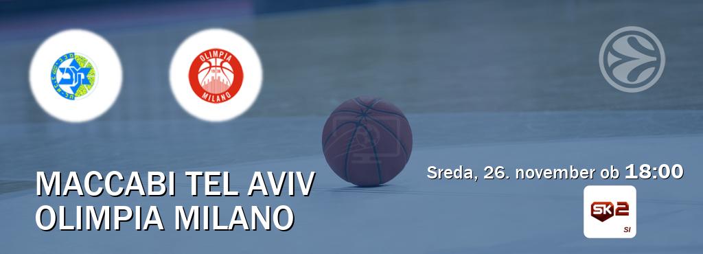 Prenos tekme med Maccabi Tel Aviv in Olimpia Milano v živo na Sportklub 2 (sreda, 26. november ob  18:00 uri).