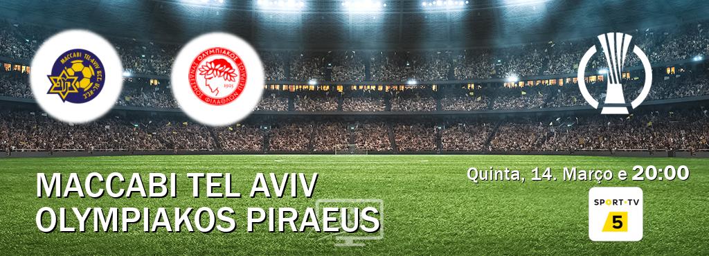 Jogo entre Maccabi Tel Aviv e Olympiakos Piraeus tem emissão Sport TV 5 (Quinta, 14. Março e  20:00).