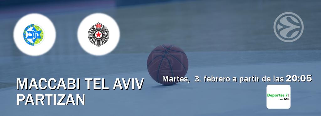 El partido entre Maccabi Tel Aviv y Partizan será retransmitido por Movistar Deportes 7 (martes,  3. febrero a partir de las  20:05).