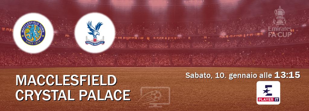 Il match Macclesfield - Crystal Palace sarà trasmesso in diretta TV su Eurosport Player IT (ore 13:15)