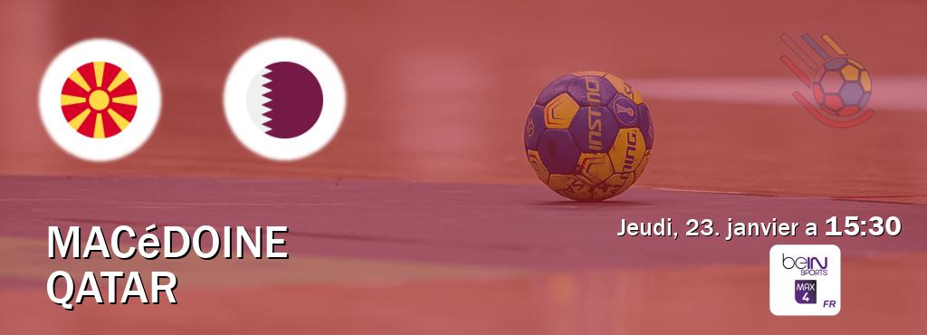 Match entre Macédoine et Qatar en direct à la beIN Sports 4 Max (jeudi, 23. janvier a  15:30).