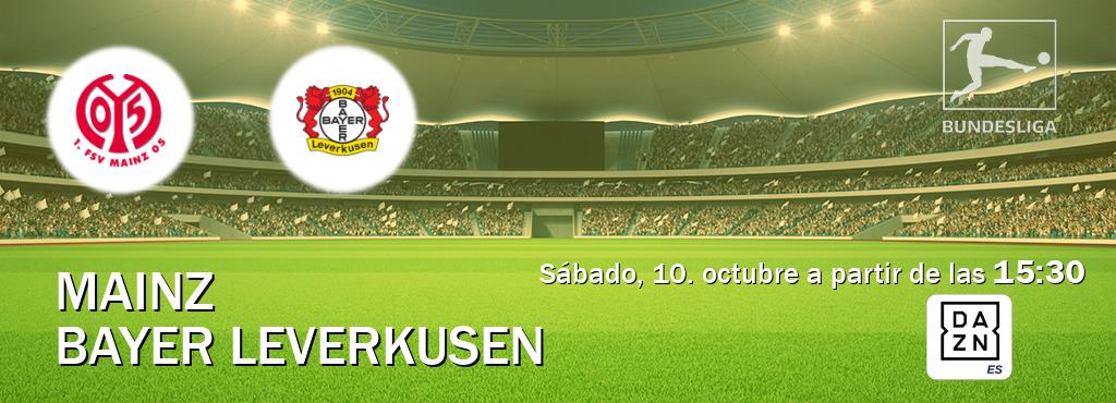 El partido entre Mainz y Bayer Leverkusen será retransmitido por DAZN España (sábado, 10. octubre a partir de las 15:30). El partido entre Mainz y Bayer Leverkusen será retransmitido por DAZN España (sábado, 10. octubre a partir de las 15:30).