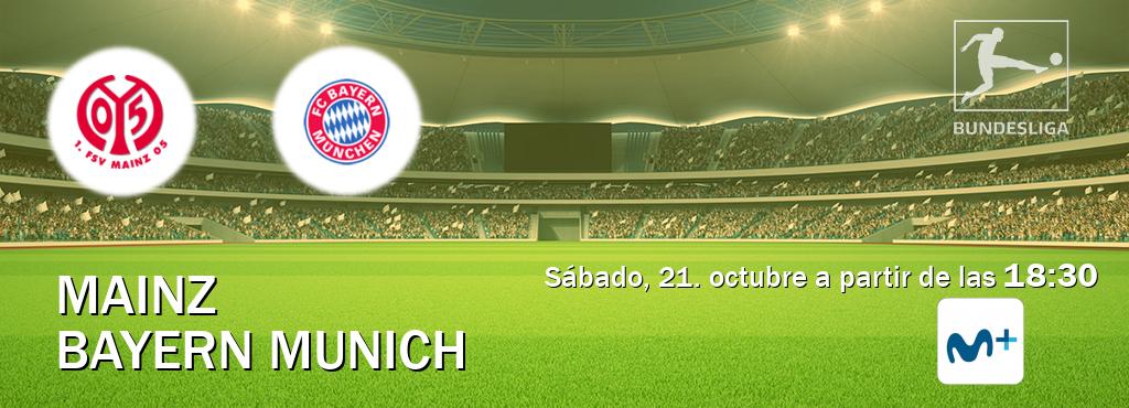 El partido entre Mainz y Bayern Munich será retransmitido por Moviestar+ (sábado, 21. octubre a partir de las  18:30).