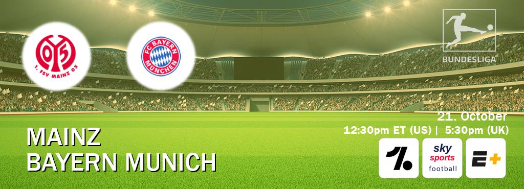 You can watch game live between Mainz and Bayern Munich on OneFootball, Sky Sports Football(UK), ESPN+(US).