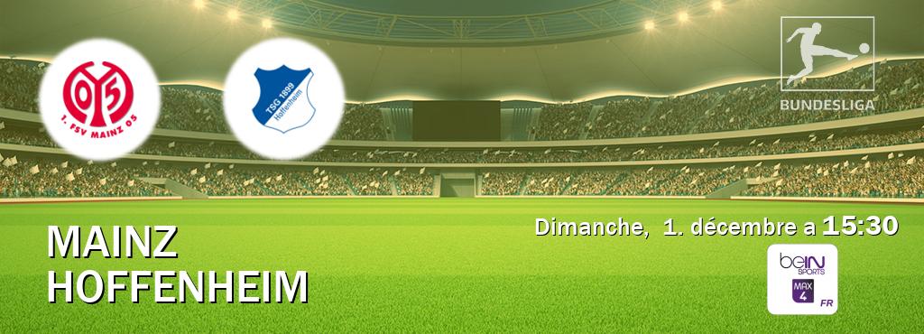 Match entre Mainz et Hoffenheim en direct à la beIN Sports 4 Max (dimanche,  1. décembre a  15:30).