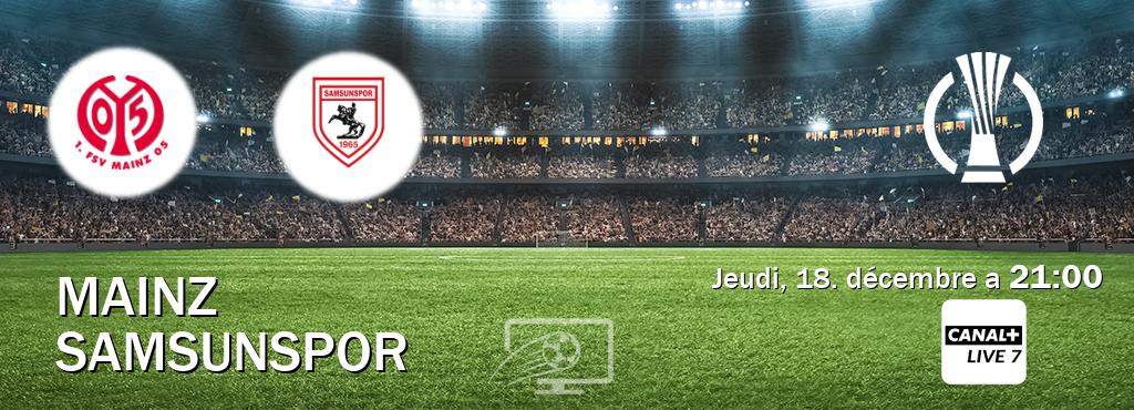 Match entre Mainz et Samsunspor en direct à la Canal+ Live 7 (jeudi, 18. décembre a 21:00). Match entre Mainz et Samsunspor en direct à la Canal+ Live 7 (jeudi, 18. décembre a 21:00).