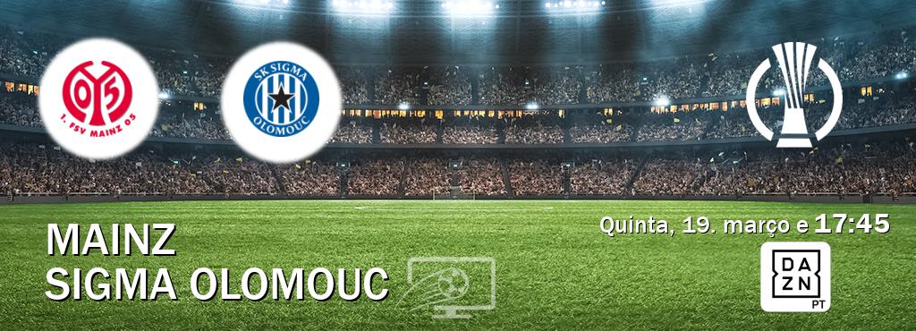 Jogo entre Mainz e Sigma Olomouc tem emissão DAZN (quinta, 19. março e  17:45).