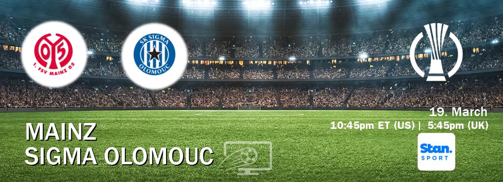 You can watch game live between Mainz and Sigma Olomouc on Stan Sport(AU).