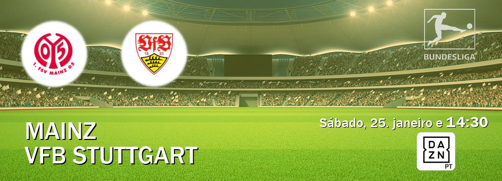 Jogo entre Mainz e VfB Stuttgart tem emissão DAZN (sábado, 25. janeiro e  14:30).