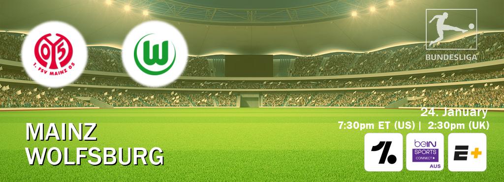 You can watch game live between Mainz and Wolfsburg on OneFootball, beIN Sports Connect(AU), ESPN+(US).