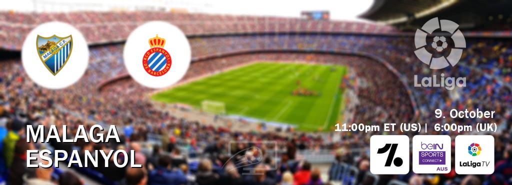 You can watch game live between Malaga and Espanyol on OneFootball, beIN Sports Connect(AU), LaLiga TV(UK). You can watch game live between Malaga and Espanyol on OneFootball, beIN Sports Connect(AU), LaLiga TV(UK).