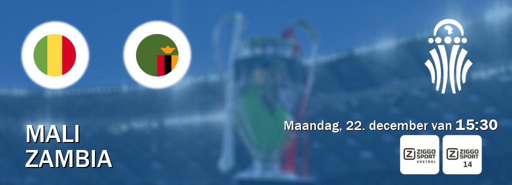 Wedstrijd tussen Mali en Zambia live op tv bij Ziggo Sport, Ziggo Sport 14 (maandag, 22. december van  15:30).