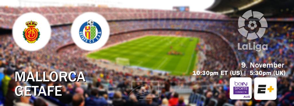 You can watch game live between Mallorca and Getafe on beIN Sports Connect(AU) and ESPN+(US). You can watch game live between Mallorca and Getafe on beIN Sports Connect(AU) and ESPN+(US).