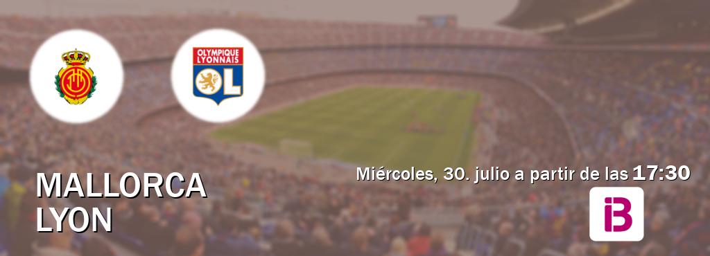El partido entre Mallorca y Lyon será retransmitido por IB3 (miércoles, 30. julio a partir de las 17:30). El partido entre Mallorca y Lyon será retransmitido por IB3 (miércoles, 30. julio a partir de las 17:30).