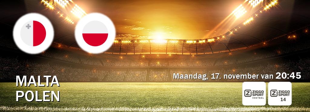 Wedstrijd tussen Malta en Polen live op tv bij Ziggo Sport, Ziggo Sport 14 (maandag, 17. november van  20:45).
