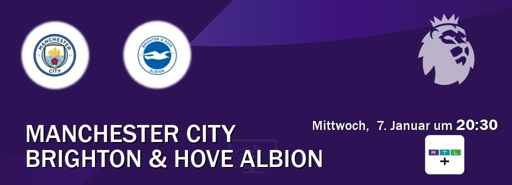 Das Spiel zwischen Manchester City und Brighton & Hove Albion wird am Mittwoch, 7. Januar um 20:30, live vom RTL+ übertragen. Das Spiel zwischen Manchester City und Brighton & Hove Albion wird am Mittwoch, 7. Januar um 20:30, live vom RTL+ übertragen.