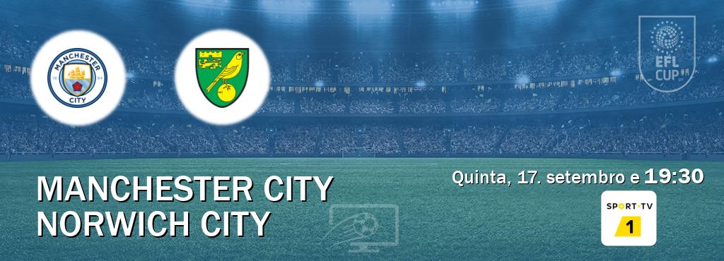 Jogo entre Manchester City e Norwich City tem emissão Sport TV 1 (quinta, 17. setembro e 19:30). Jogo entre Manchester City e Norwich City tem emissão Sport TV 1 (quinta, 17. setembro e 19:30).