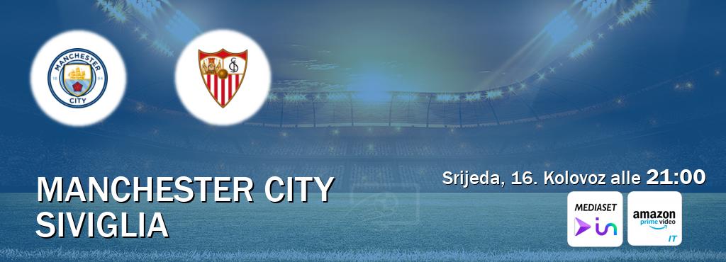 Il match Manchester City - Siviglia sarà trasmesso in diretta TV su Amazon Prime IT e Amazon Prime Video IT (ore 21:00)