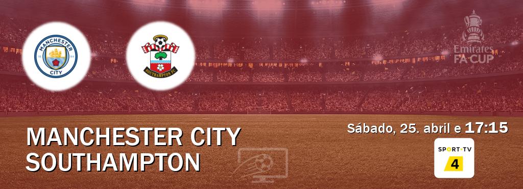 Jogo entre Manchester City e Southampton tem emissão Sport TV 4 (sábado, 25. abril e  17:15).