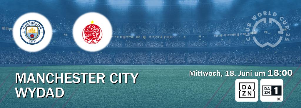 Das Spiel zwischen Manchester City und Wydad wird am Mittwoch, 18. Juni um 18:00, live vom DAZN und DAZN 1 Deutschland übertragen. Das Spiel zwischen Manchester City und Wydad wird am Mittwoch, 18. Juni um 18:00, live vom DAZN und DAZN 1 Deutschland übertragen.