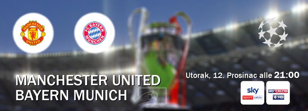 Il match Manchester United - Bayern Munich sarà trasmesso in diretta TV su Sky Sport Calcio e Sky Calcio 4 (ore 21:00)