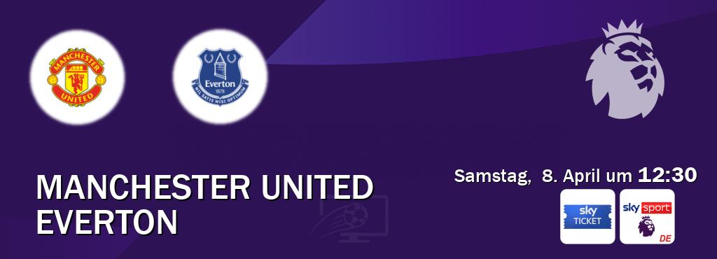 Das Spiel zwischen Manchester United und Everton wird am Samstag,  8. April um  12:30, live vom Sky Ticket und Sky Sport Premier League übertragen.