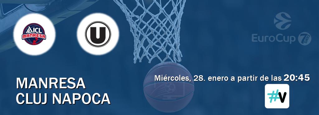 El partido entre Manresa y Cluj Napoca será retransmitido por M+ Vamos (miércoles, 28. enero a partir de las  20:45).