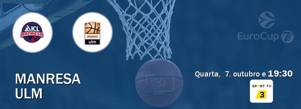 Jogo entre Manresa e Ulm tem emissão Sport TV 3 (quarta, 7. outubro e 19:30). Jogo entre Manresa e Ulm tem emissão Sport TV 3 (quarta, 7. outubro e 19:30).