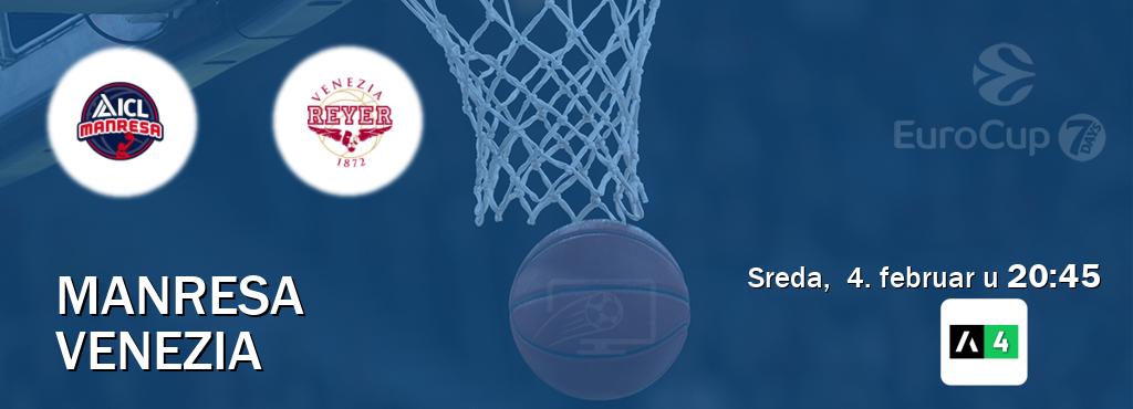 Izravni prijenos utakmice Manresa i Venezia pratite uživo na Arena Sport 4 (sreda,  4. februar u  20:45).