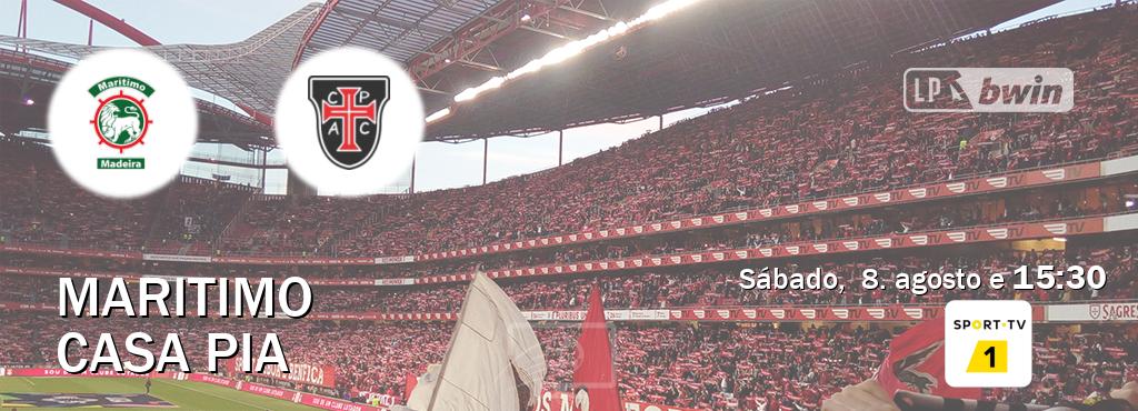 Jogo entre Maritimo e Casa Pia tem emissão Sport TV 1 (sábado, 8. agosto e 15:30). Jogo entre Maritimo e Casa Pia tem emissão Sport TV 1 (sábado, 8. agosto e 15:30).